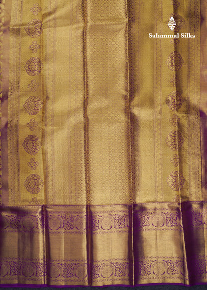 Beautiful Light Violet Tissue Bridal Pure Kanjivaram Silk Saree With Contrast Dark Purplea Traditional Evening Morning Border