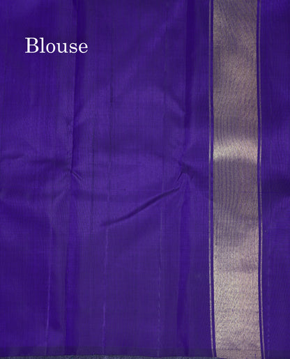 Beautiful Dual Tone Navy Blue 8Kol Pure Kanjivaram Silk Saree With Blouse
