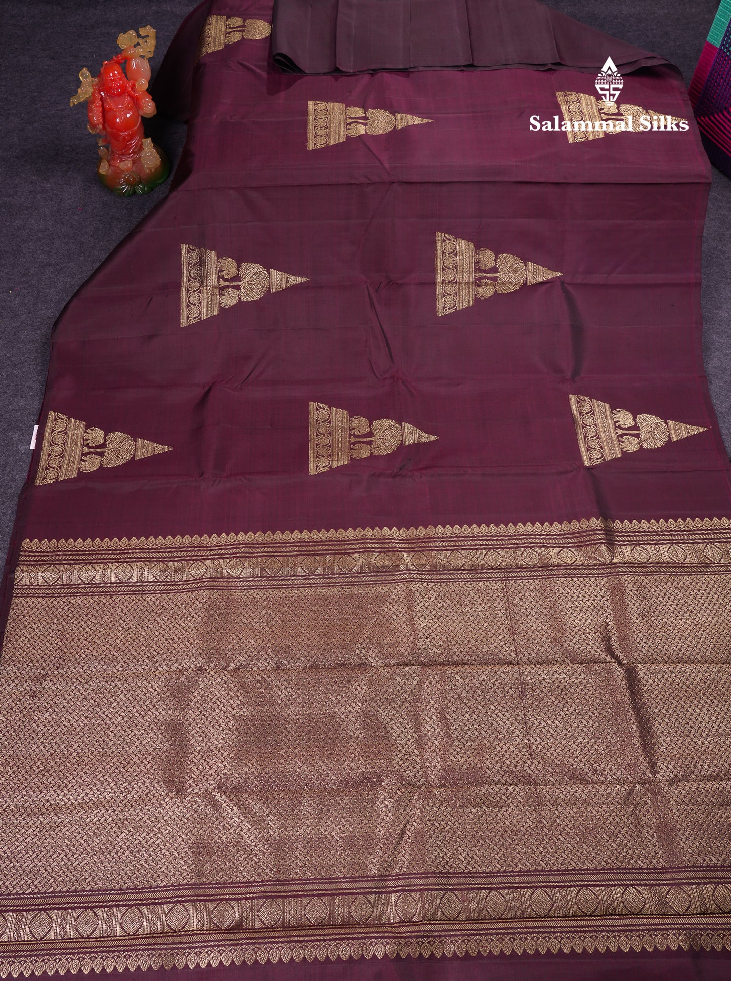 Beautiful Dark Maroon Fancy Pure Kanjivaram Silk Saree With Blouse