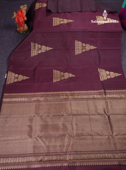 Beautiful Dark Maroon Fancy Pure Kanjivaram Silk Saree With Blouse