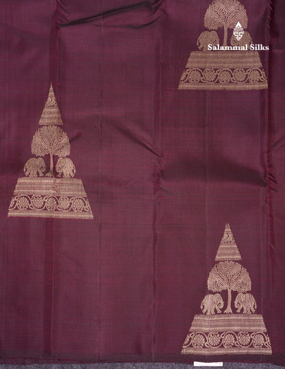 Beautiful Dark Maroon Fancy Pure Kanjivaram Silk Saree With Blouse