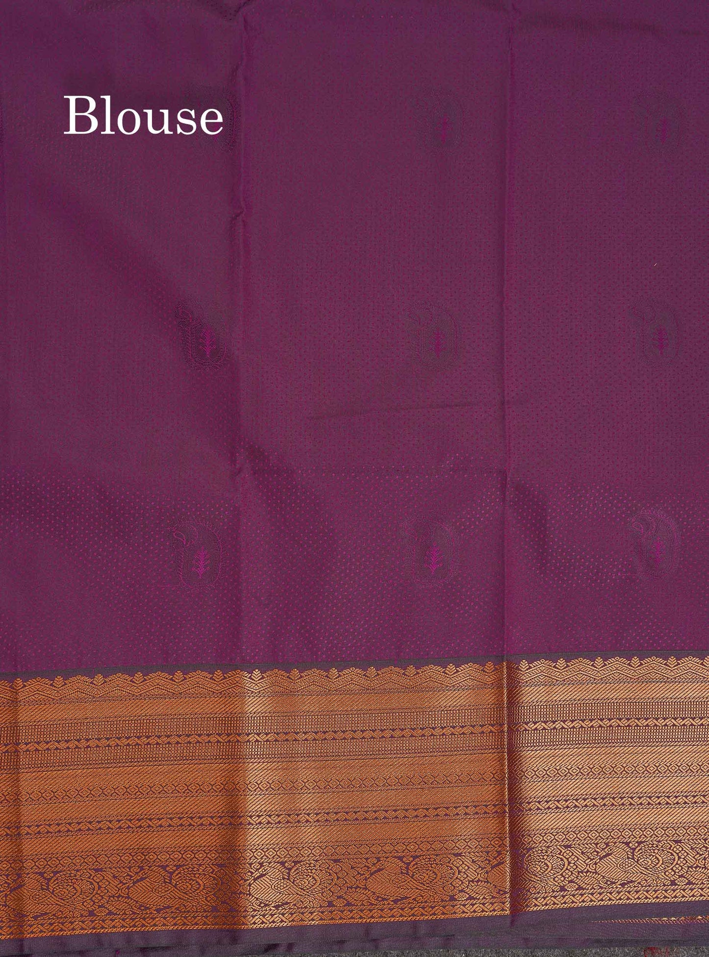 Semi Silk Saree - Light Grey Body Butta With Contrast Dark Purple Traditional Border