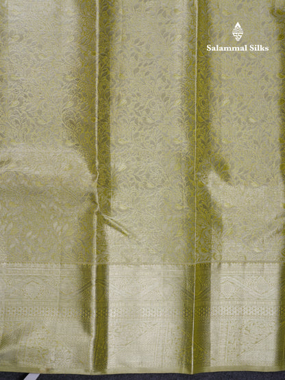 Beautiful Elaichi Green Tissue Bridal Pure Kanjivaram Silk Saree With Traditional Border