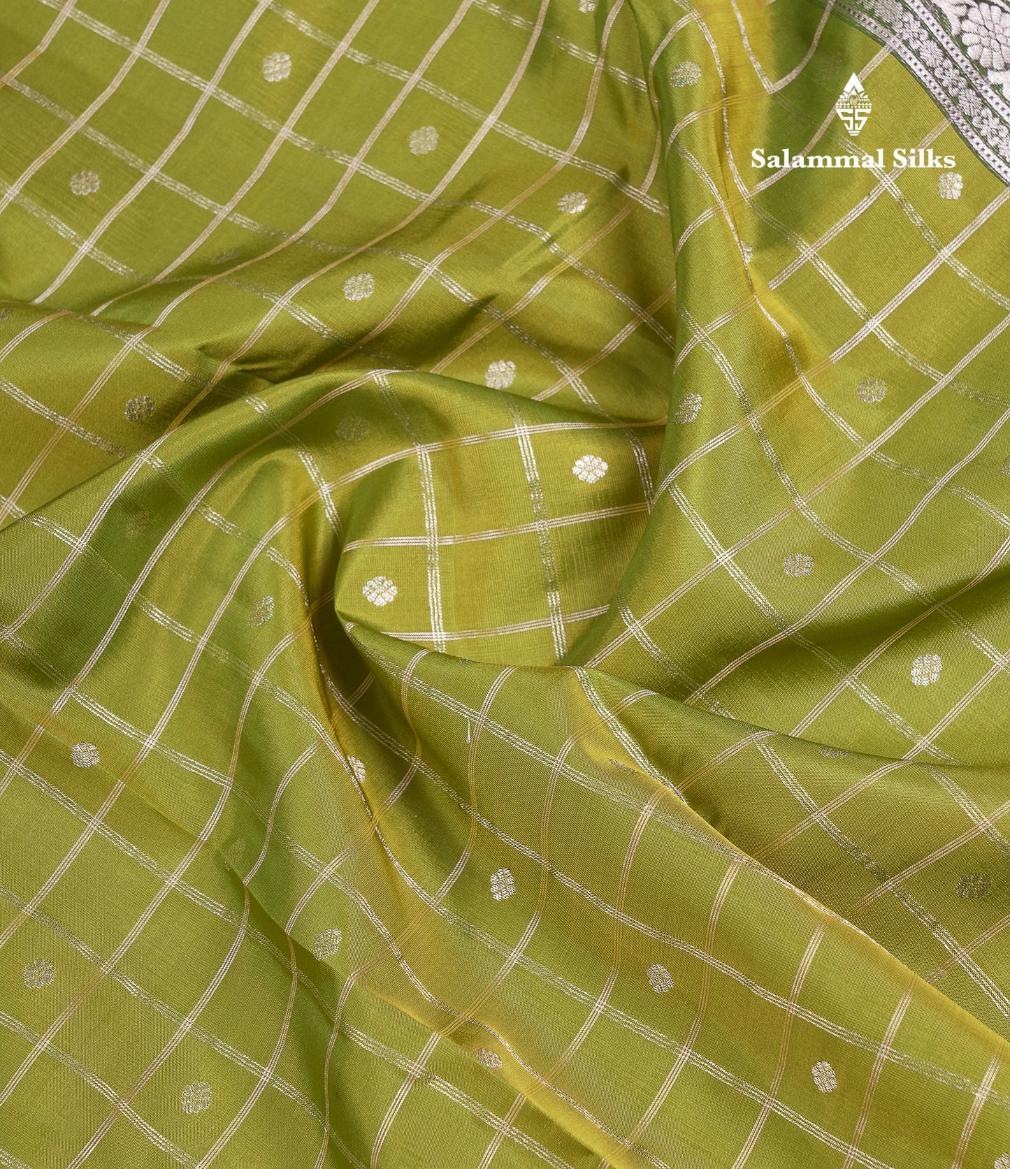 Beautiful Olive Green Puremix Silk Saree With Traditional Rettapet Border
