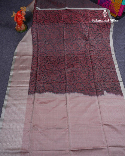 Beautiful Black Pure Kanjivaram Soft Silk Saree With Contrast Grey One Side Border
