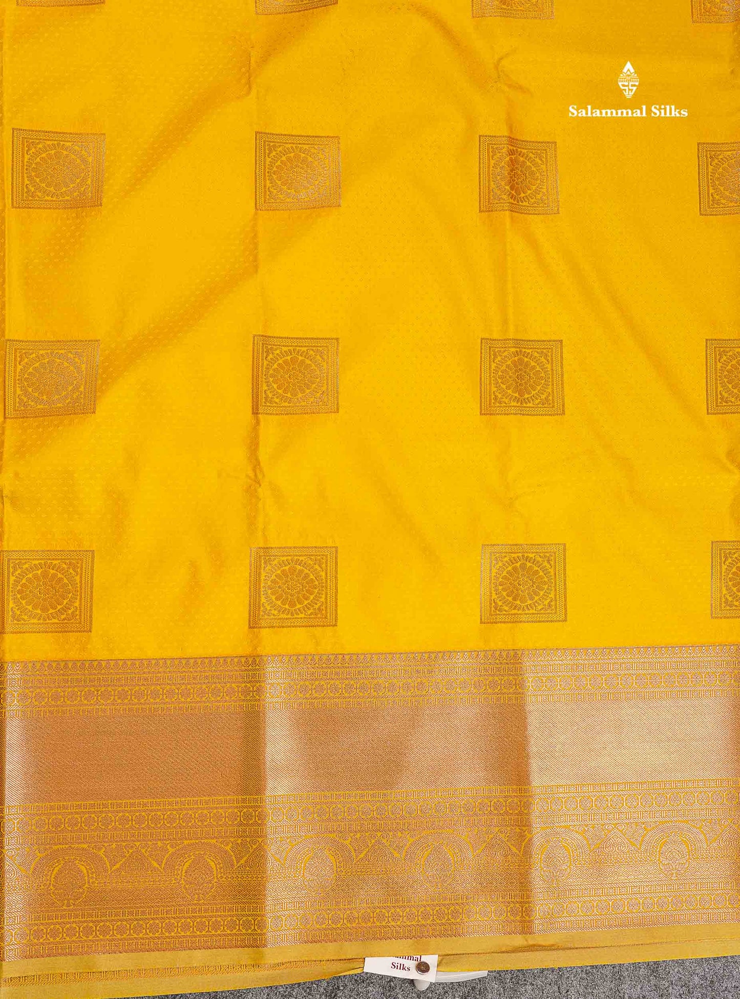 Semi Silk Saree - Yellow Colour Body Butta With Contrast Cream Sandal Blouse