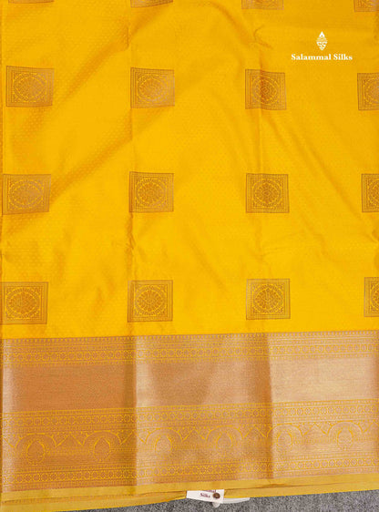 Semi Silk Saree - Yellow Colour Body Butta With Contrast Cream Sandal Blouse