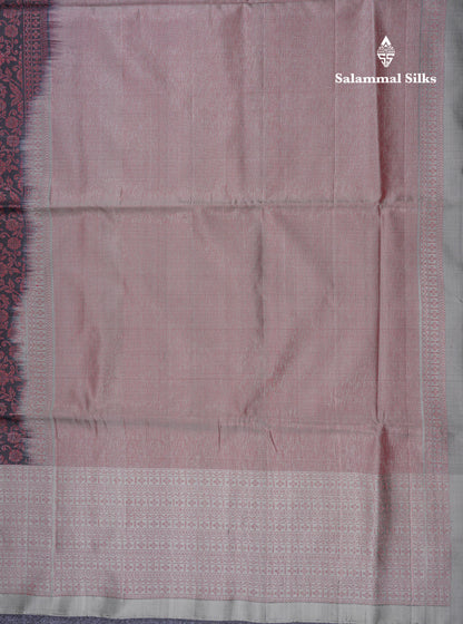 Beautiful Black Pure Kanjivaram Soft Silk Saree With Contrast Grey One Side Border