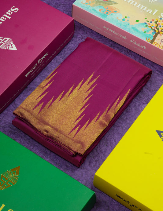 8 Kol Vadamalli Pure Kanjivaram Silk Saree with Traditional Temple Border