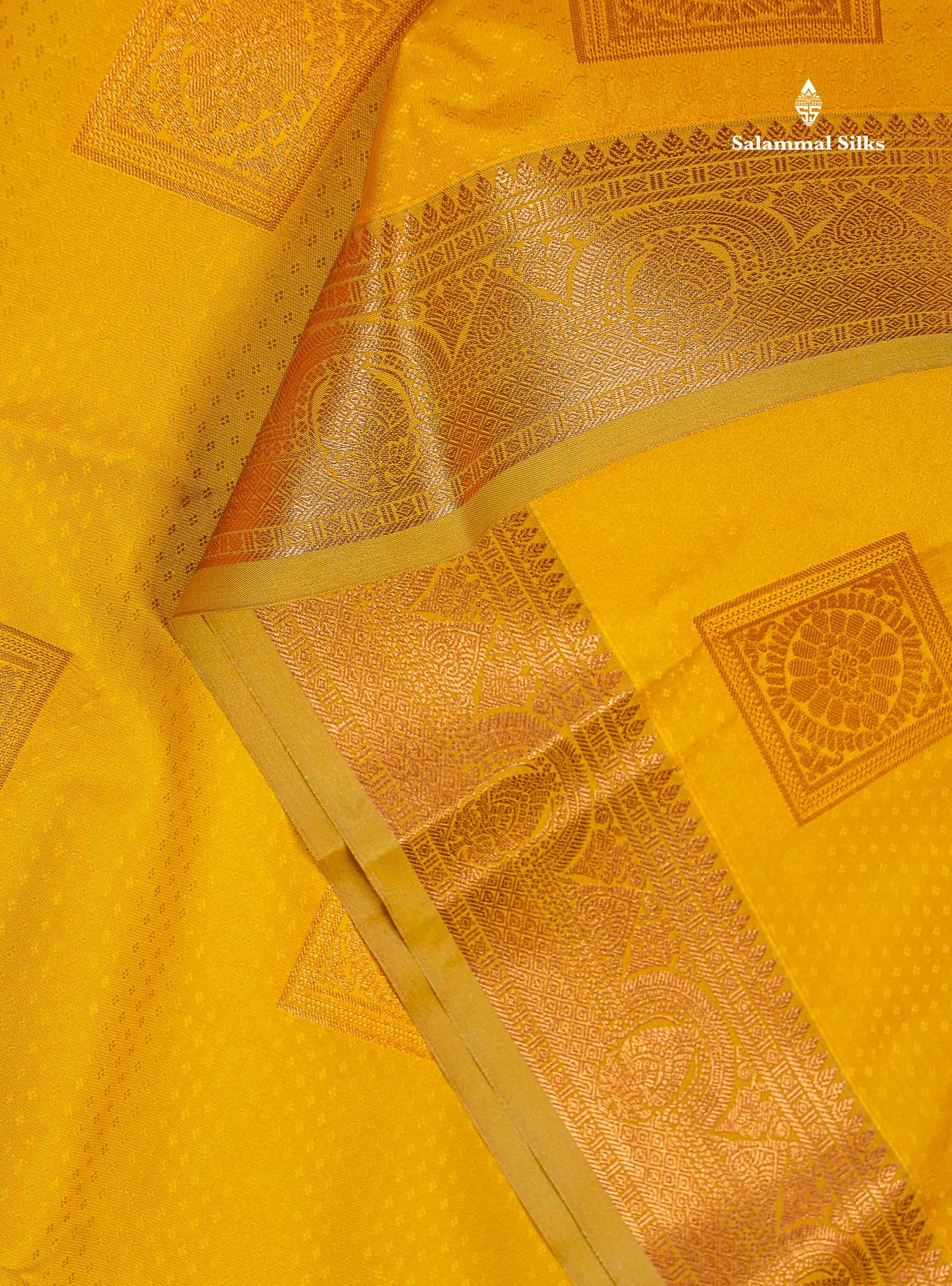 Semi Silk Saree - Yellow Colour Body Butta With Contrast Cream Sandal Blouse