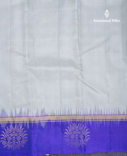 Beautiful Dual Tone Rexona Green Pure Kanjivaram Silk Saree With Contrast Navy Blue Fancy Border