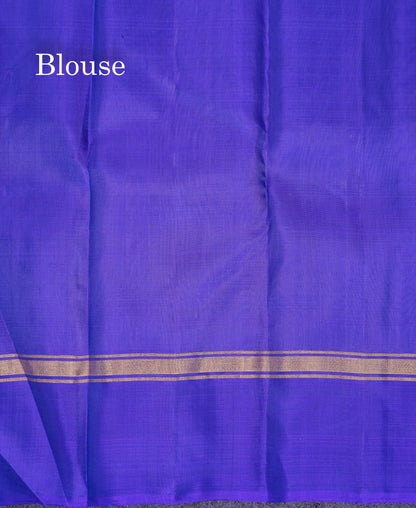 Beautiful Dual Tone Rexona Green Pure Kanjivaram Silk Saree With Contrast Navy Blue Fancy Border