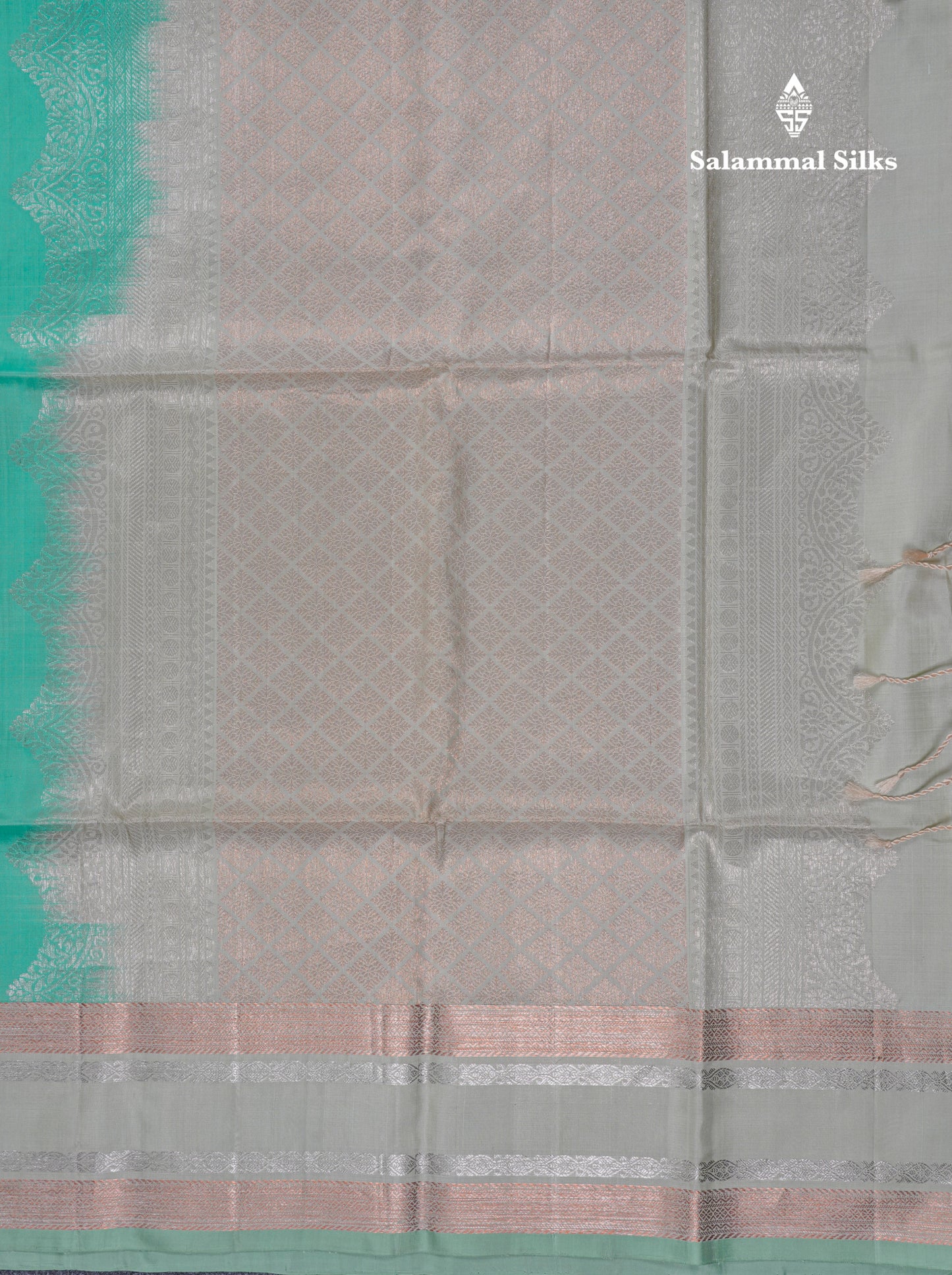 Beautiful Sea Green Pure Kanjivaram Soft Silk Saree With Contrast Cream Green Border