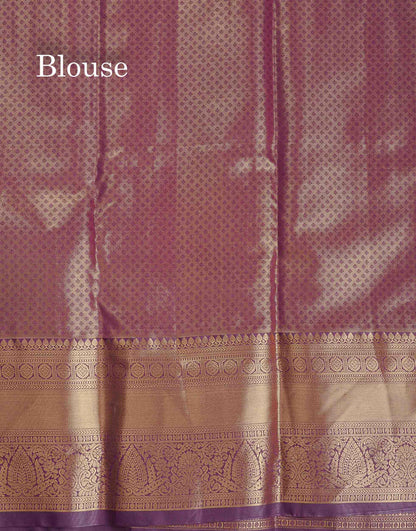 Tissue Bridal Semi Silk Saree - Pink Colour Body With Contrast Dark Purple Border