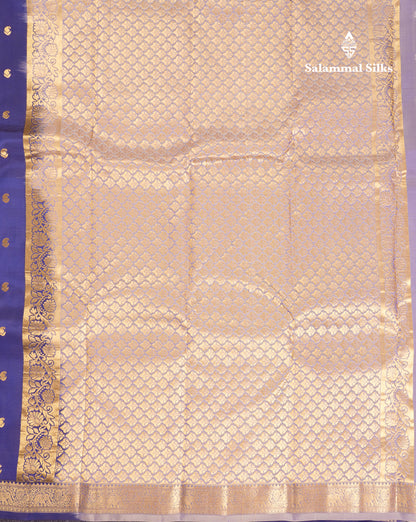 Beautiful Navy Blue Puremix Silk Saree With Contrast Dual Tone Light Blue Blouse