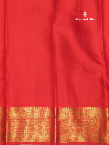 Kanjivaram Magenta Vanasingaram Beautiful Pure Silk Saree With Red Blouse