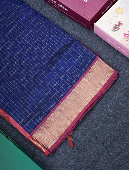 Lakshadeepam Violet Colour Pure Silk Cotton Saree With Contrast Parrot Green Border
