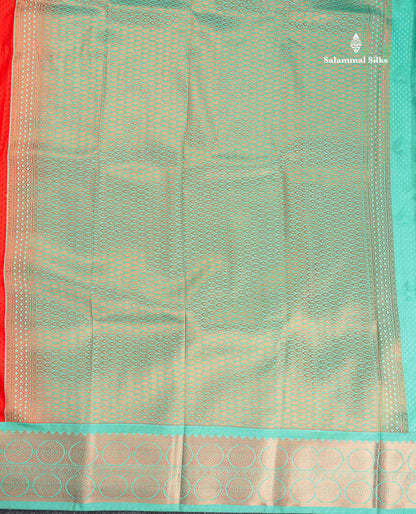 Semi Silk Saree - Redish Orange Colour Body Butta With Contrast Rexona Tradtional Border