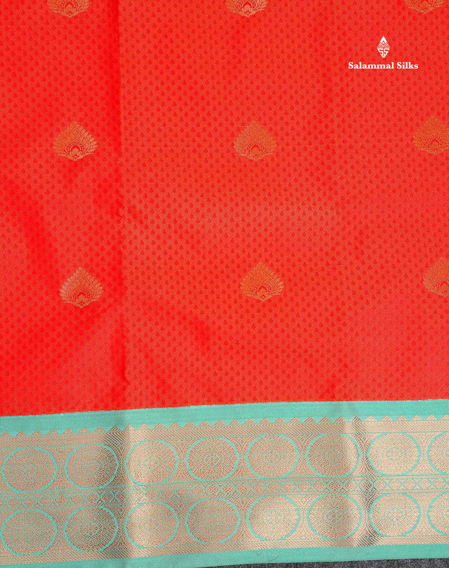 Semi Silk Saree - Redish Orange Colour Body Butta With Contrast Rexona Tradtional Border