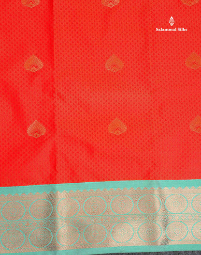 Semi Silk Saree - Redish Orange Colour Body Butta With Contrast Rexona Tradtional Border