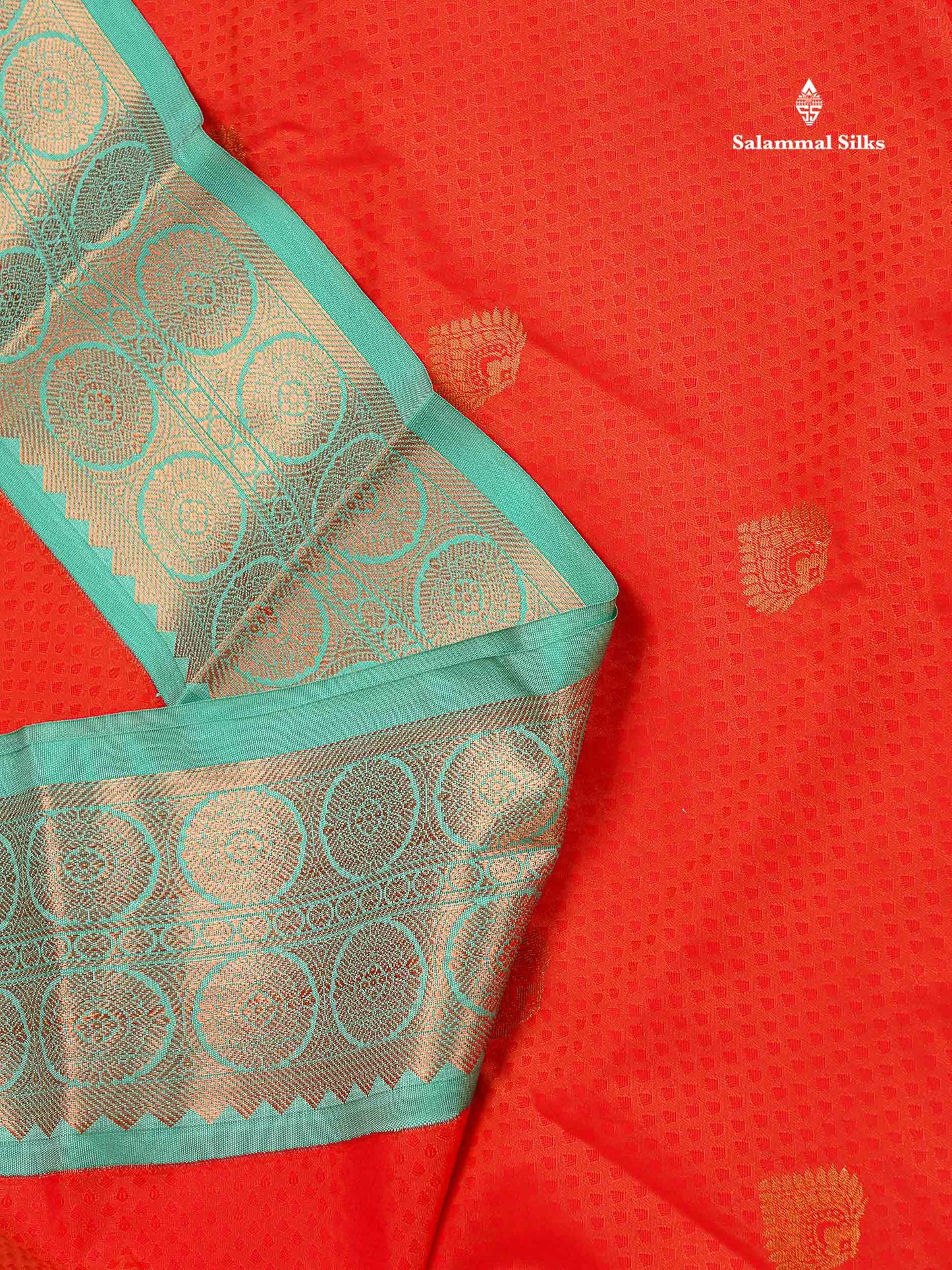 Semi Silk Saree - Redish Orange Colour Body Butta With Contrast Rexona Tradtional Border