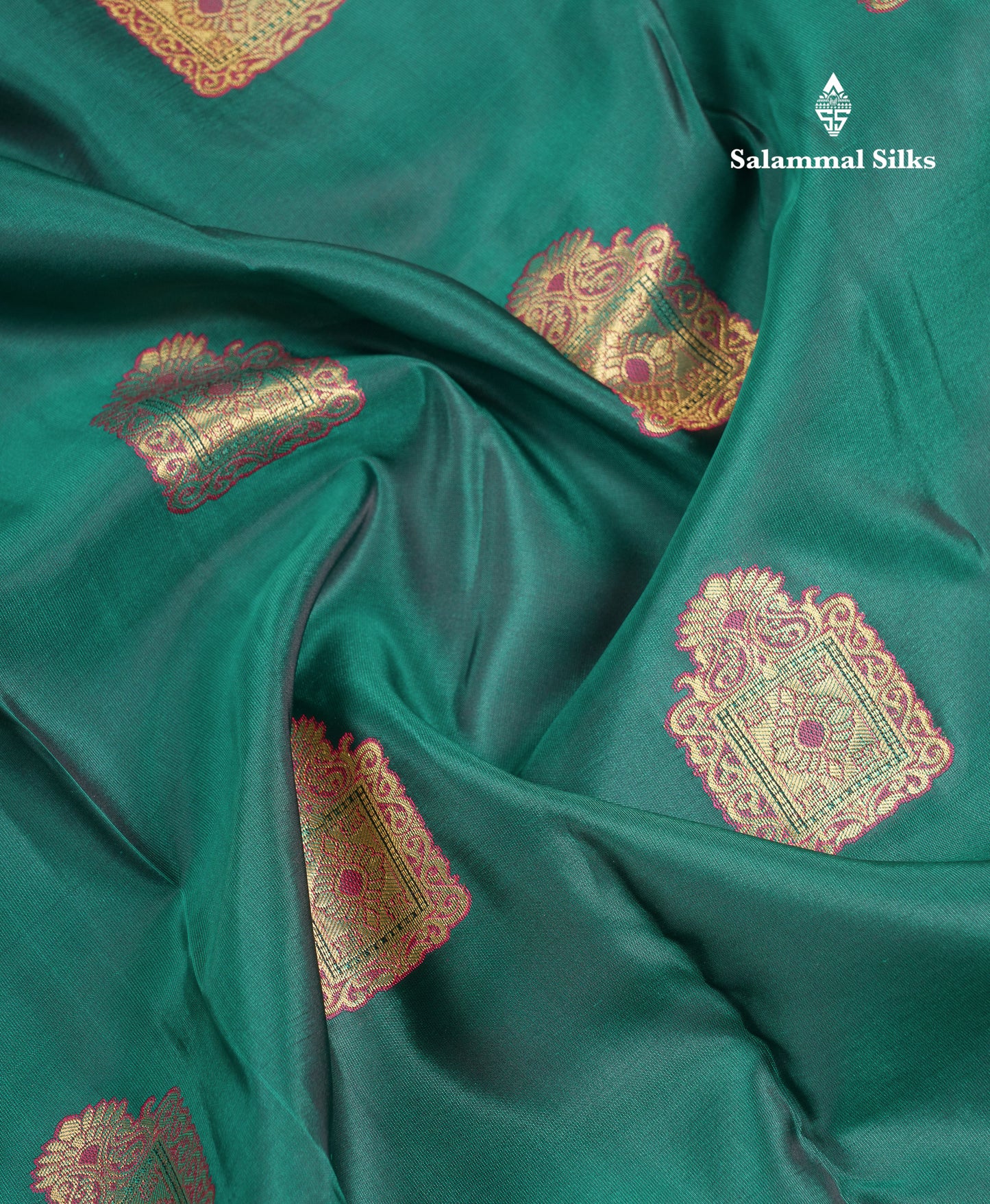 Beautiful Peacock Green Puremix Silk Saree With Contrast Cream Sandal Traditional Evening Morning Border