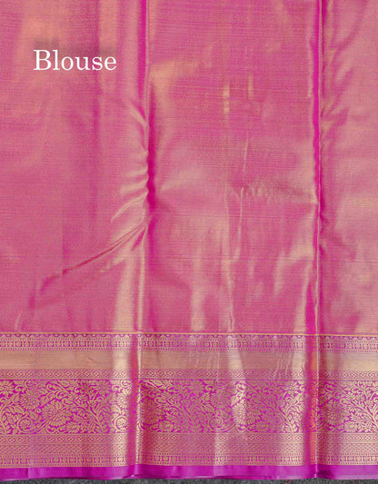 Tissue Bridal Semi Silk Saree - Cream Gold Colour Body With Contrast Vadamalli Border