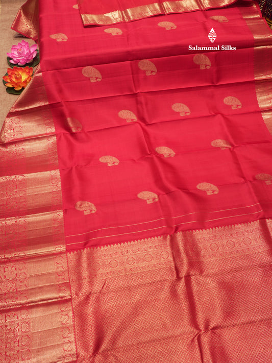 Kanjivaram Beautiful Red Pure Silk Saree With Pista Green Blouse