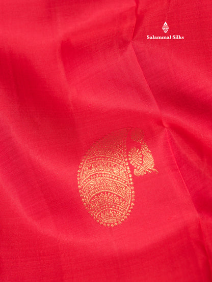 Kanjivaram Beautiful Red Pure Silk Saree With Pista Green Blouse