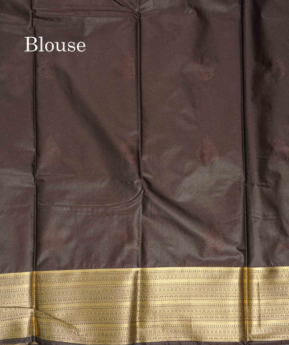 Semi Silk Saree - Rust Orange Body Butta With Contrast Snuff Brown Traditional Border