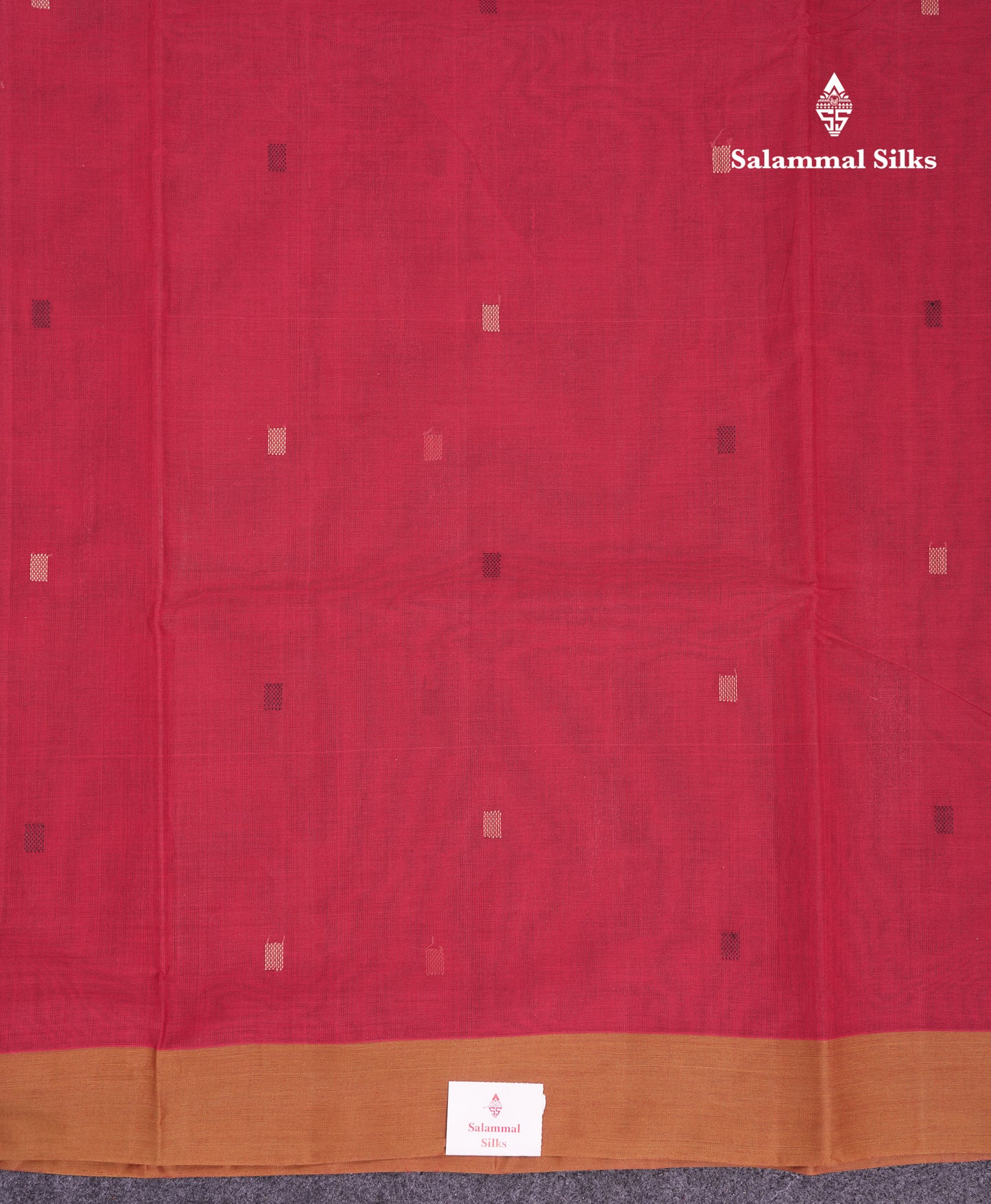 Beautiful Dual Tone Red Thread Work Butta Handloom Pure Cotton Saree With Contrast Brown Blouse