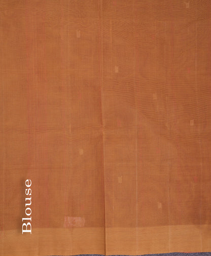 Beautiful Dual Tone Red Thread Work Butta Handloom Pure Cotton Saree With Contrast Brown Blouse