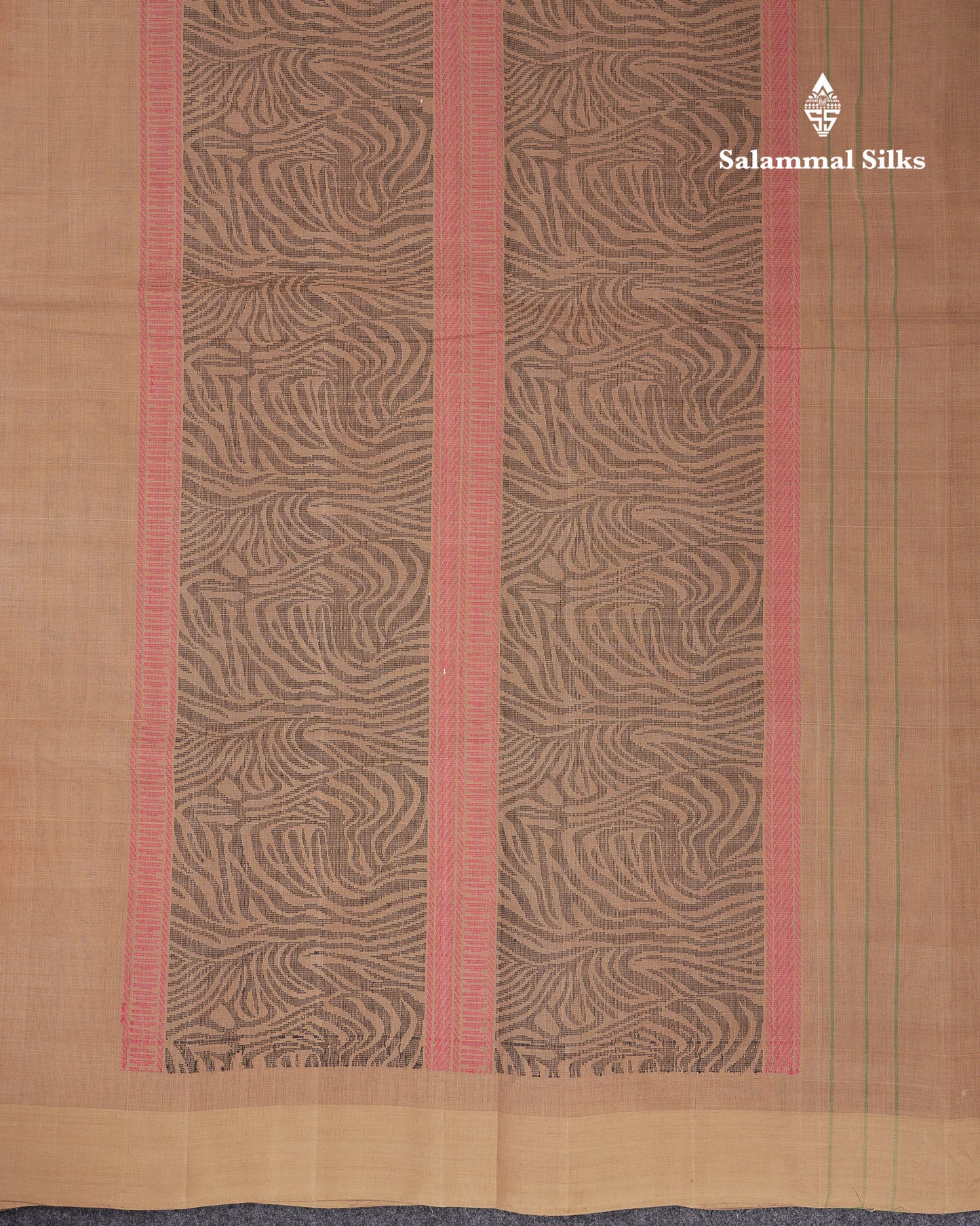 Beautiful Pink Thread Work Butta Handloom Pure Cotton Saree With Contrast Sandal Blouse