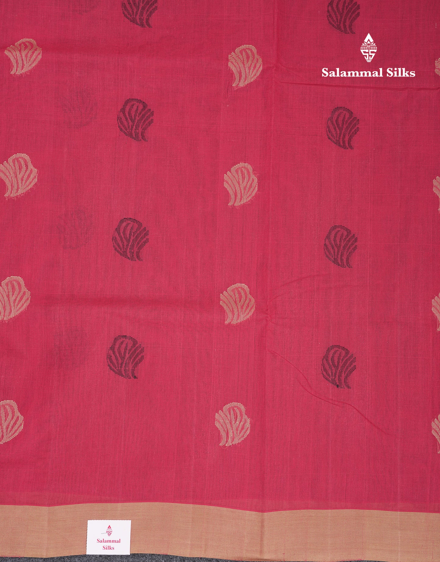 Beautiful Pink Thread Work Butta Handloom Pure Cotton Saree With Contrast Sandal Blouse