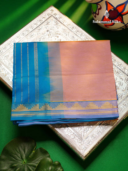 Beautiful Dual Tone Brown Plain Semi Silk Cotton Saree With Contrast Pink Blouse
