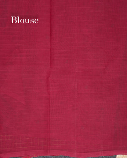 Beautiful Half And Half Light Mustard Yellow & Maroon Thread Work Butta Handloom Pure Cotton Saree With Contrast Maroon Blouse