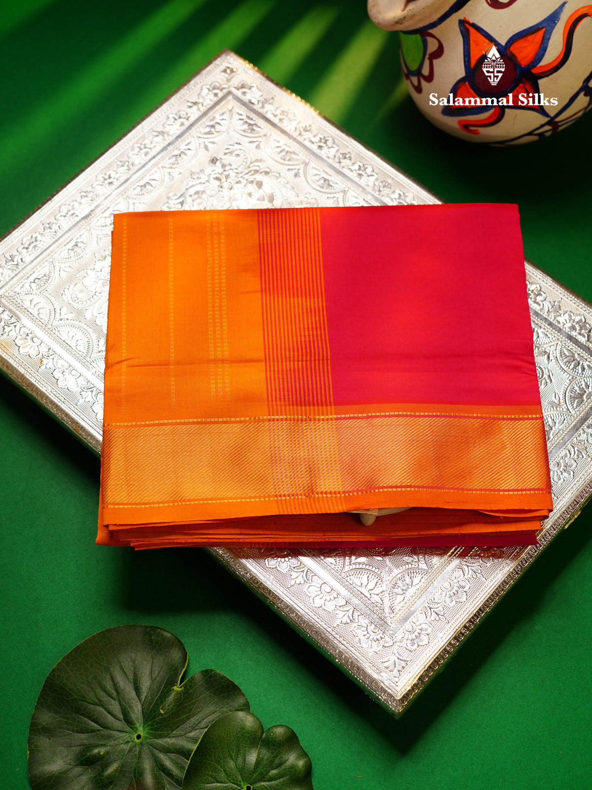 Beautiful Pink Plain Semi Silk Cotton Saree With Mustard Yellow Border