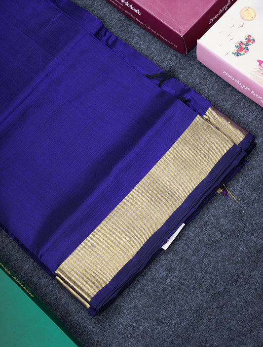 Violet Colour Pure Silk Cotton Saree With Gold Zari Border