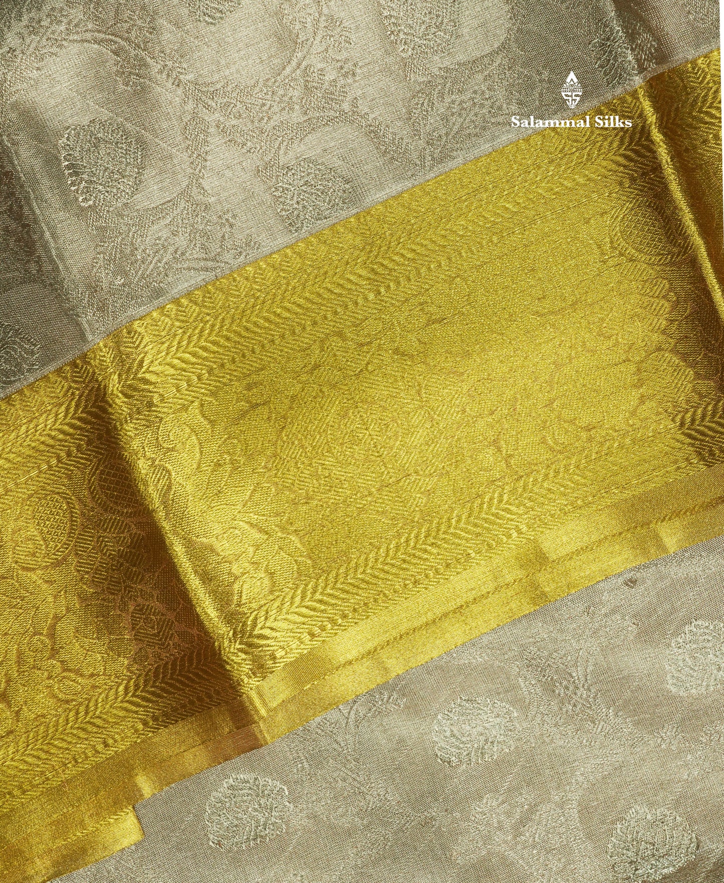Light Chocolet Tissue Bridal Pure Silk Saree With Mustard Yellow Evining Morning Border