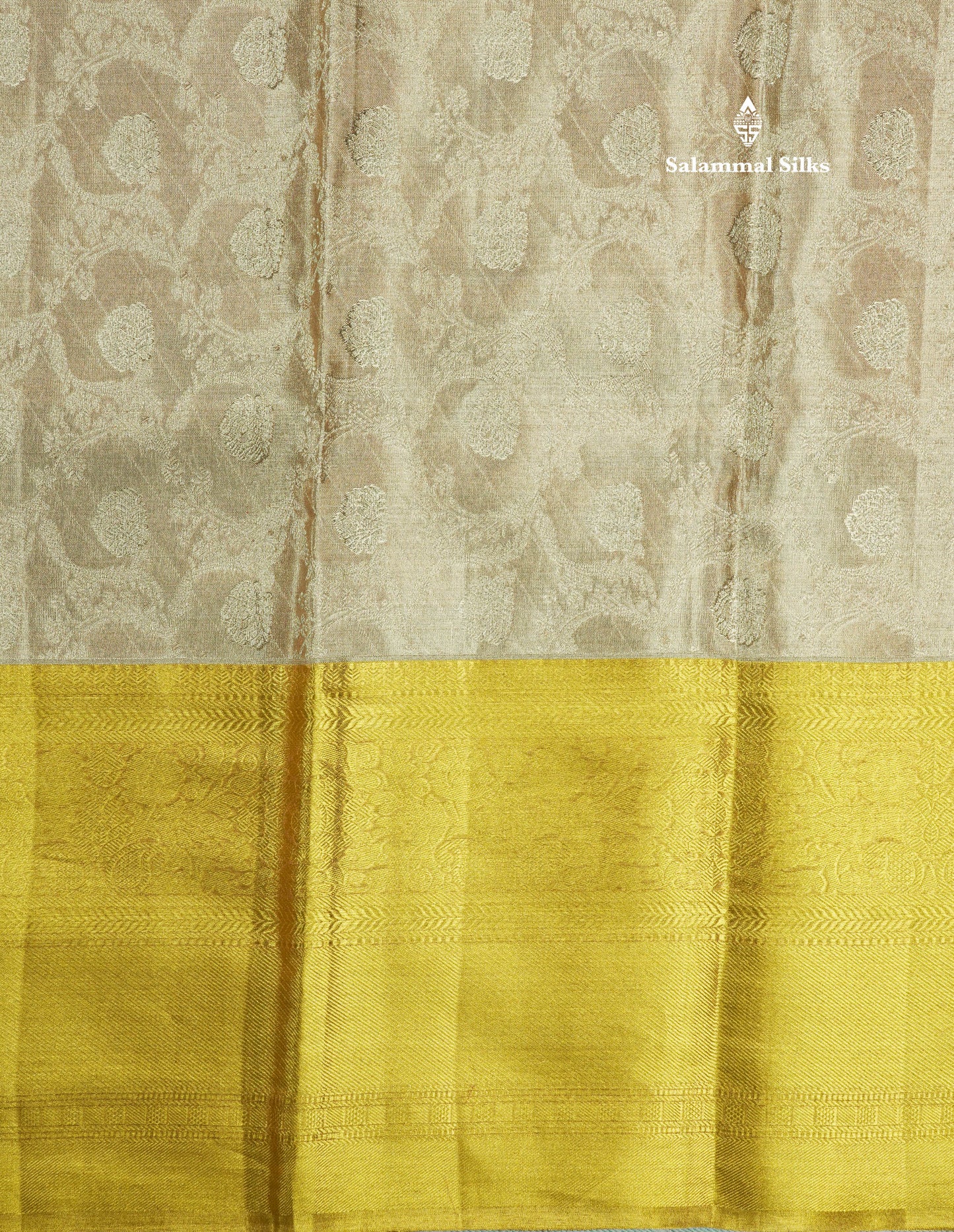 Light Chocolet Tissue Bridal Pure Silk Saree With Mustard Yellow Evining Morning Border