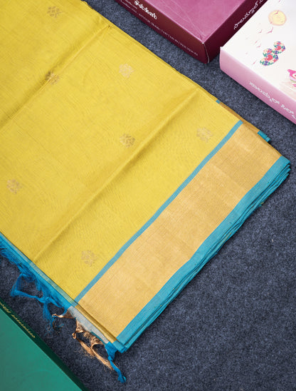 Ramar Blue Pure Silk Cotton Saree With Contrast Pink Blouse