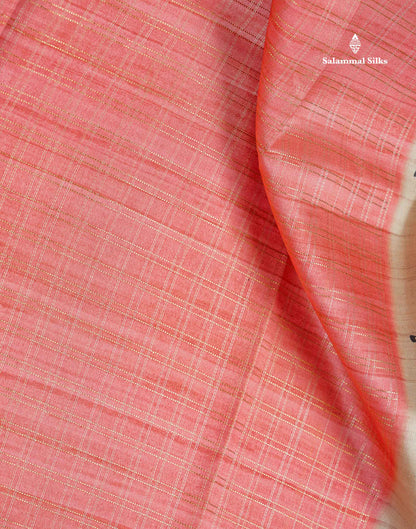 Semi Tussar Saree - Pastel Blue Colour Body With Contrast Half White Fancy Border