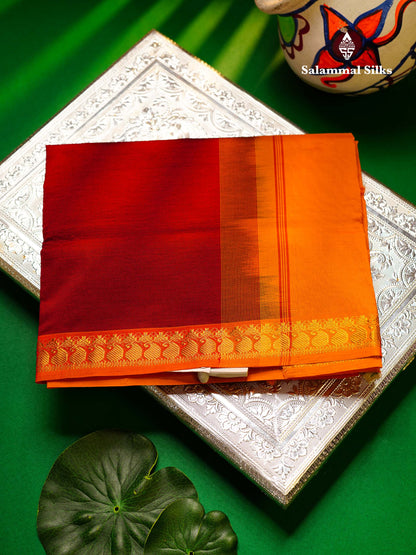 Beautiful Dark Purple Plain Semi Silk Cotton Saree With Contrast Olive Green Blouse