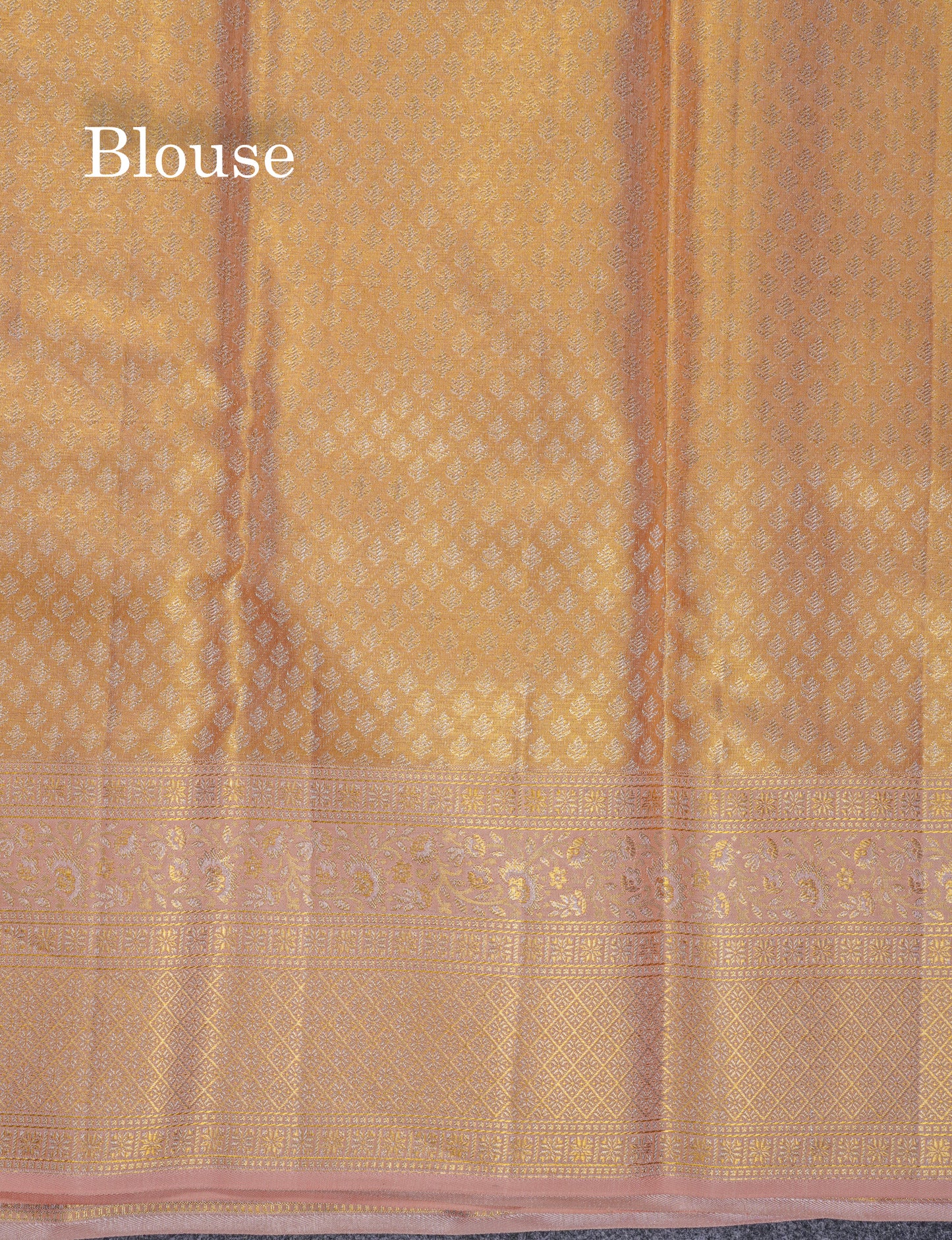 Beautiful Dark Sandal Tissue Bridal Pure Kanjivaram Silk Saree With Contrast Peach Fancy Border