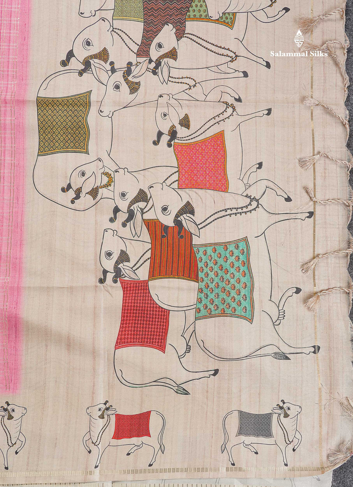 Semi Tussar Saree - Pastel Blue Colour Body With Contrast Half White Fancy Border