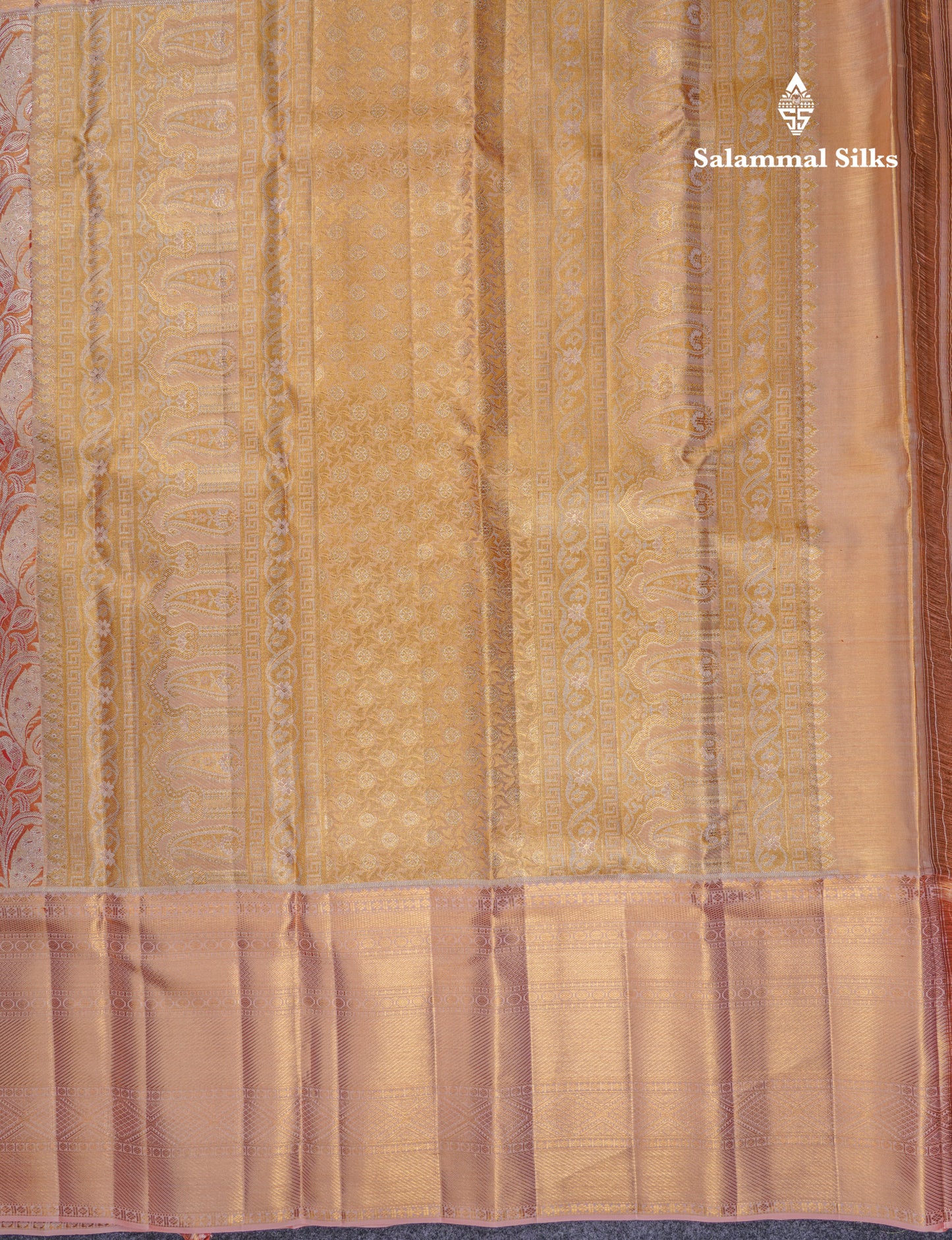 Beautiful Orange Tissue Bridal Pure Kanjivaram Silk Saree With Contrast Peach Traditional Evening Morning Border