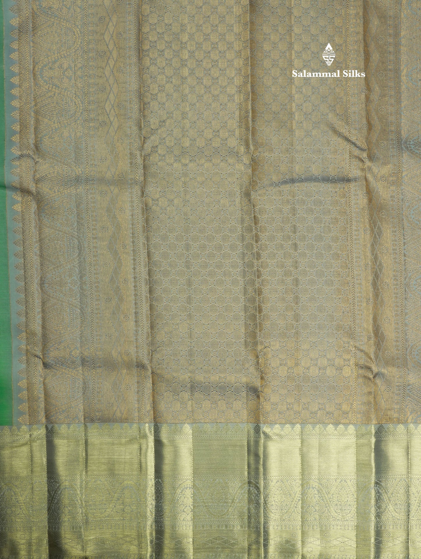 Grand Green Beautiful Bridal Pure Kanjivaram Silk Saree With Light Grey Evining Morning Border