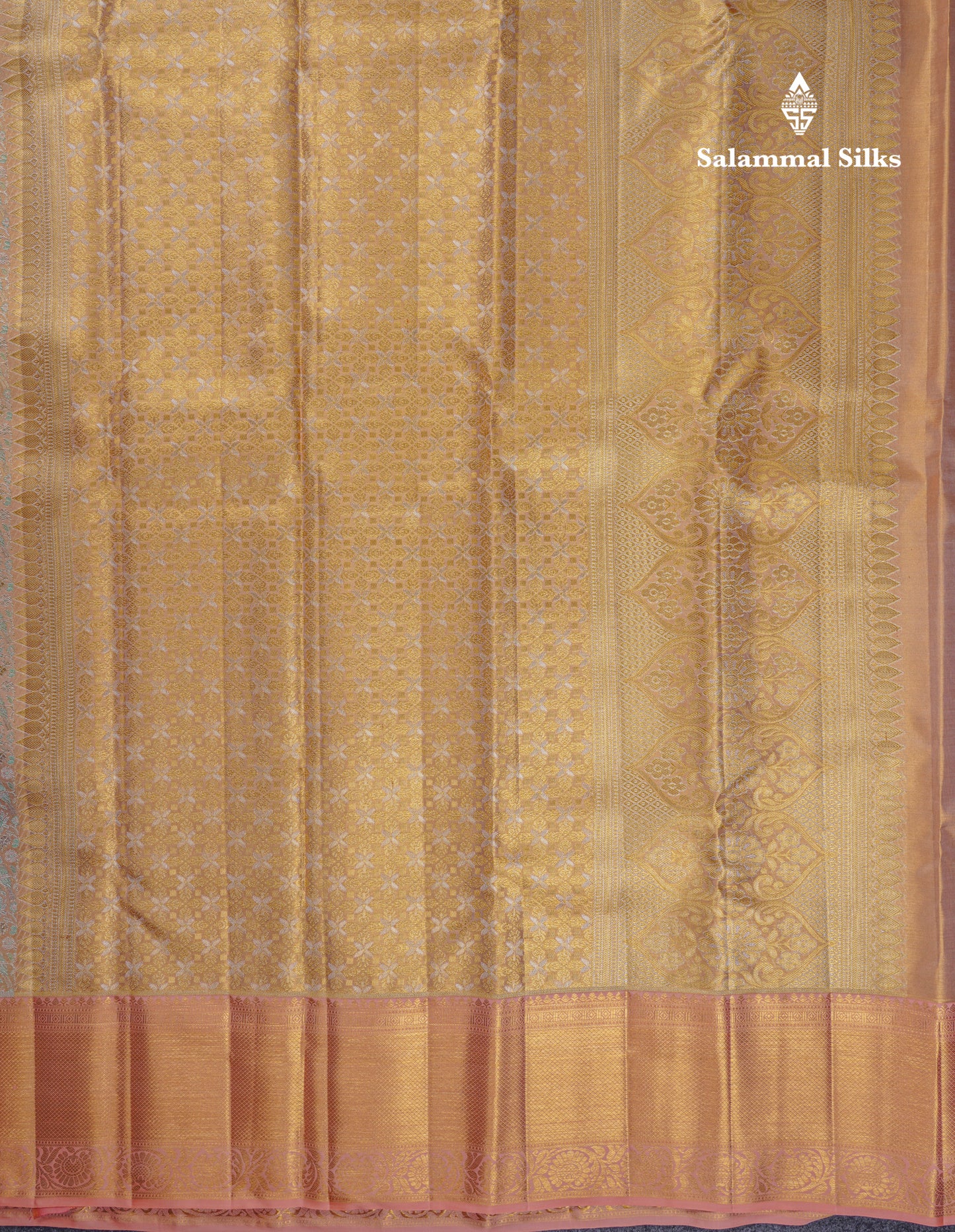 Beautiful Light Peach Tissue Bridal Pure Kanjivaram Silk Saree With Contrast Dark Peach Border