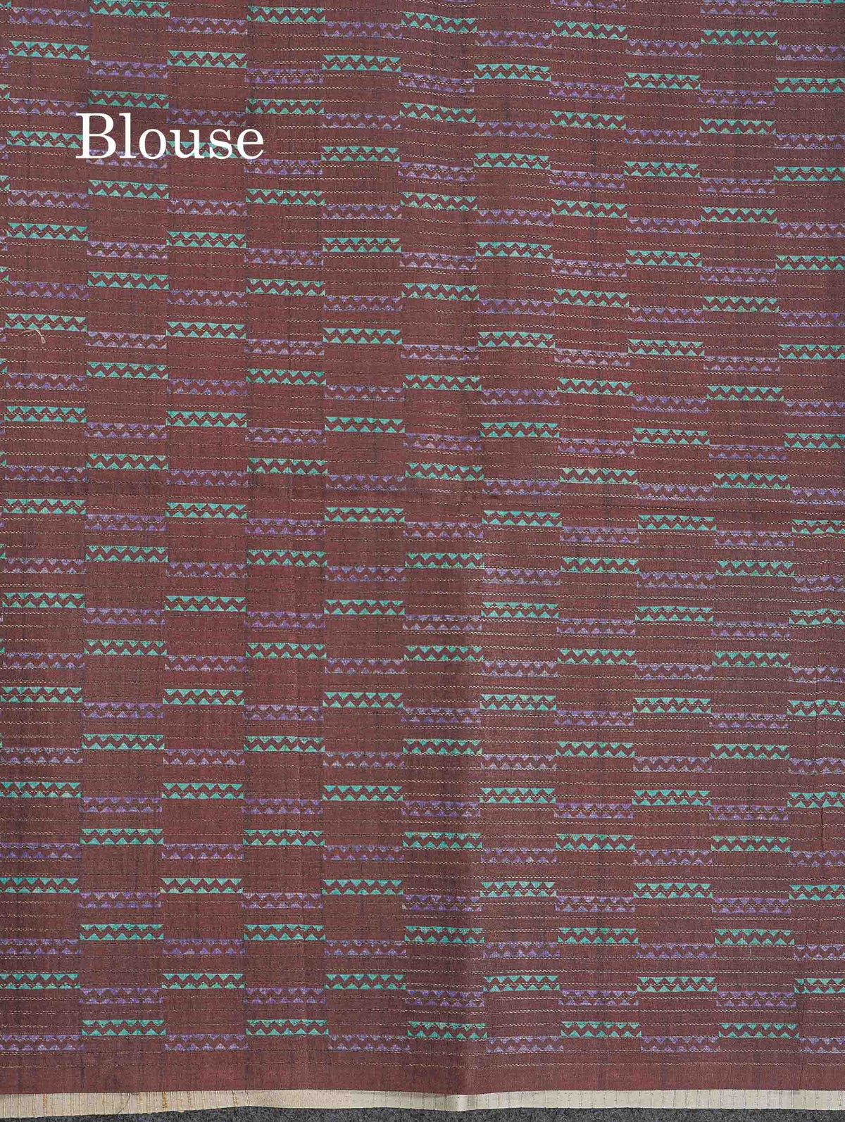 Semi Tussar Saree - MultiColour Body Small Checks With Zig Zag Design & Dark Brown Blouse