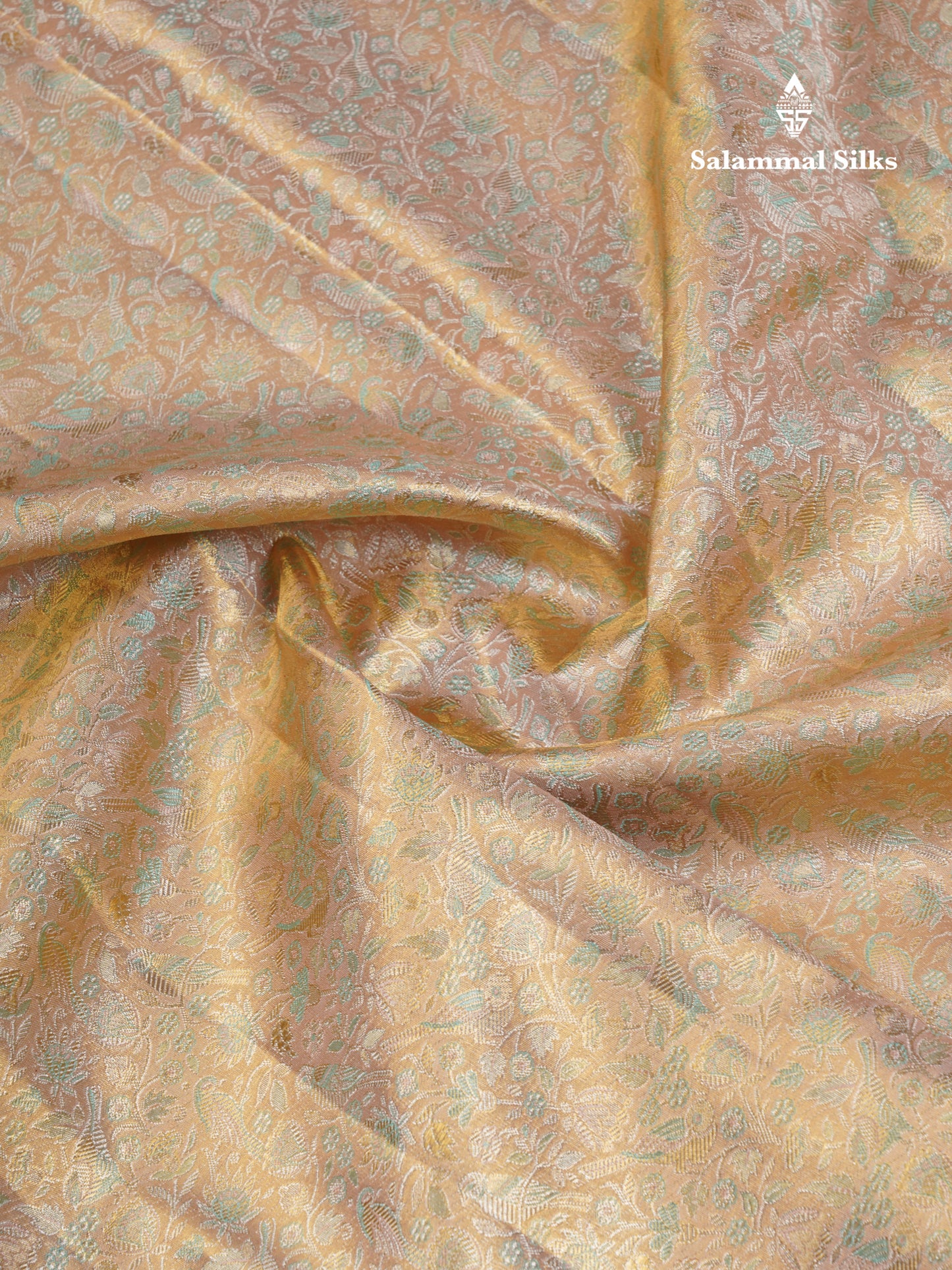 Beautiful Light Peach Tissue Bridal Pure Kanjivaram Silk Saree With Contrast Dark Peach Border